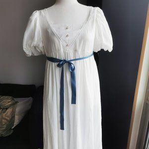 White Regency Dress with Sash